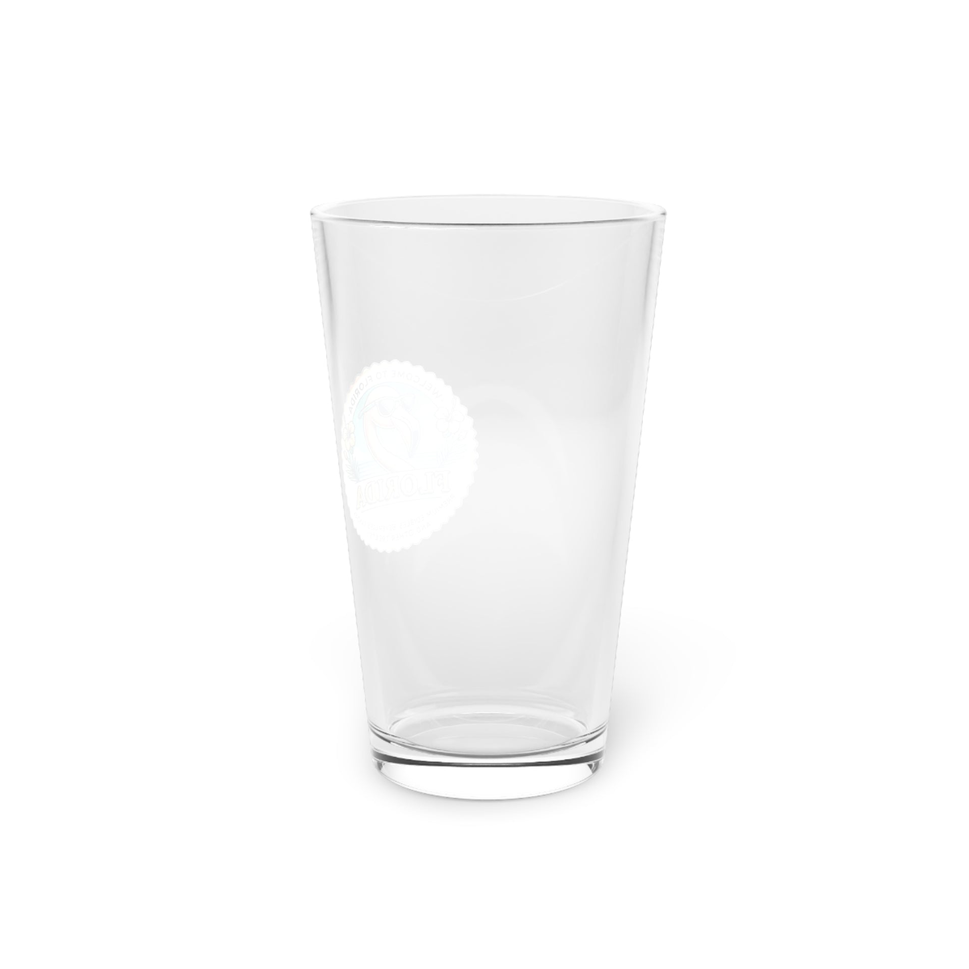 Clear glass tumbler on a white background