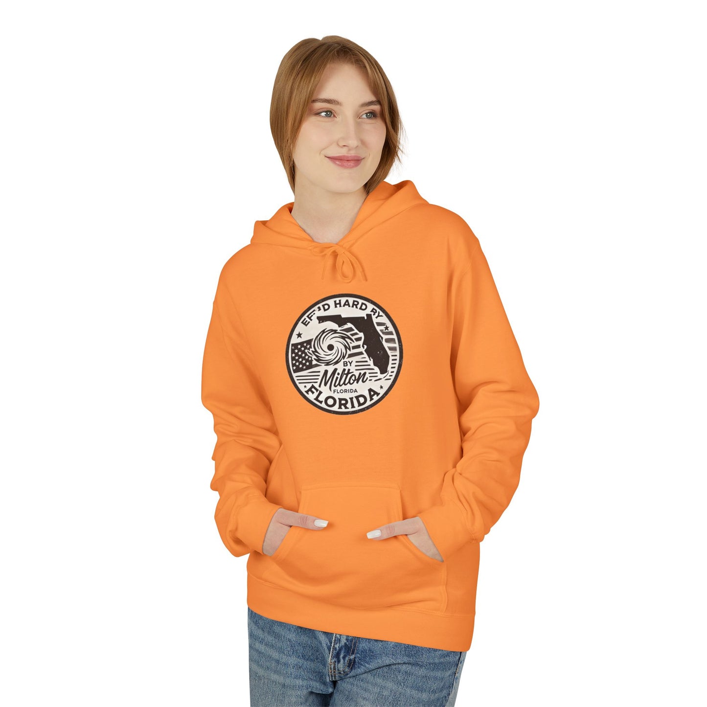 Fleece Hoodie - 'Effed by Milton' Funny Florida Hurricane Design