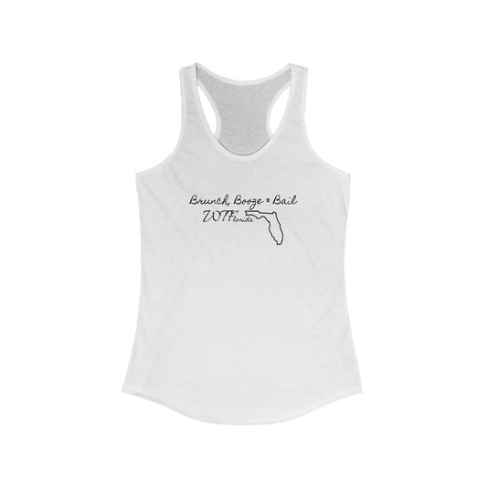 WTF Brunch, Booze, Bail Women's Ideal Racerback Tank