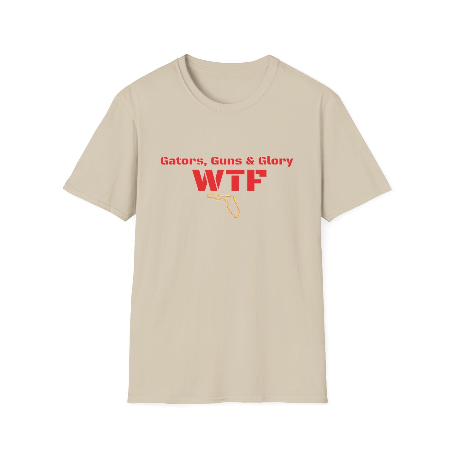 Gators, Guns & Glory - WTF Welcome to Florida Unisex Softstyle T-Shirt