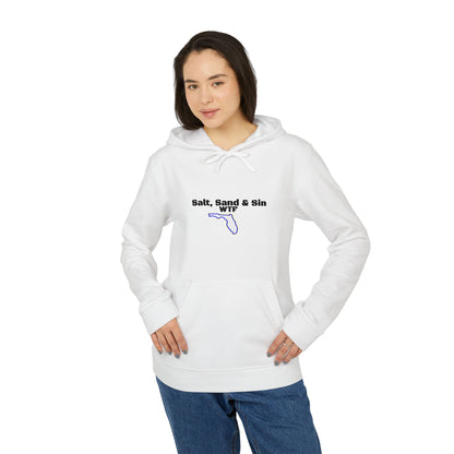 Fleece Hoodie with Salt, Sand, and Sin Florida Design