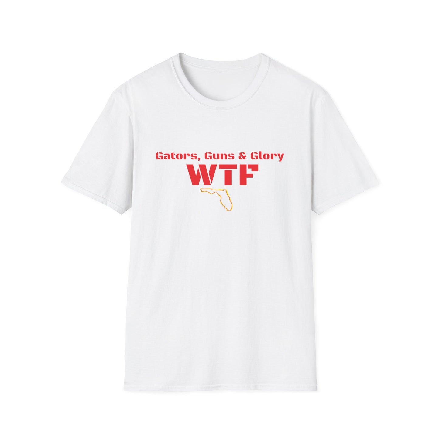 Gators, Guns & Glory - WTF Welcome to Florida Unisex Softstyle T-Shirt