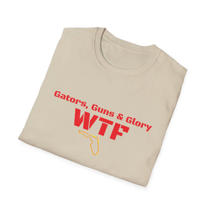 Gators, Guns & Glory - WTF Welcome to Florida Unisex Softstyle T-Shirt