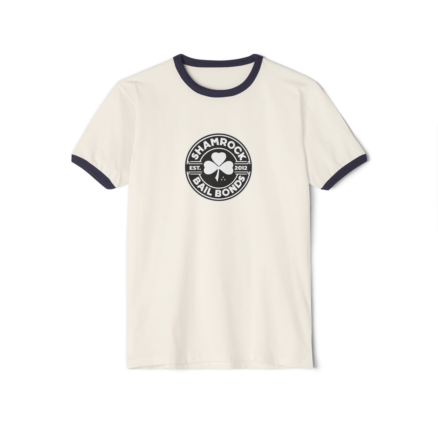 Shamrock Pub Logo Est 2012 Unisex Ringer T-Shirt