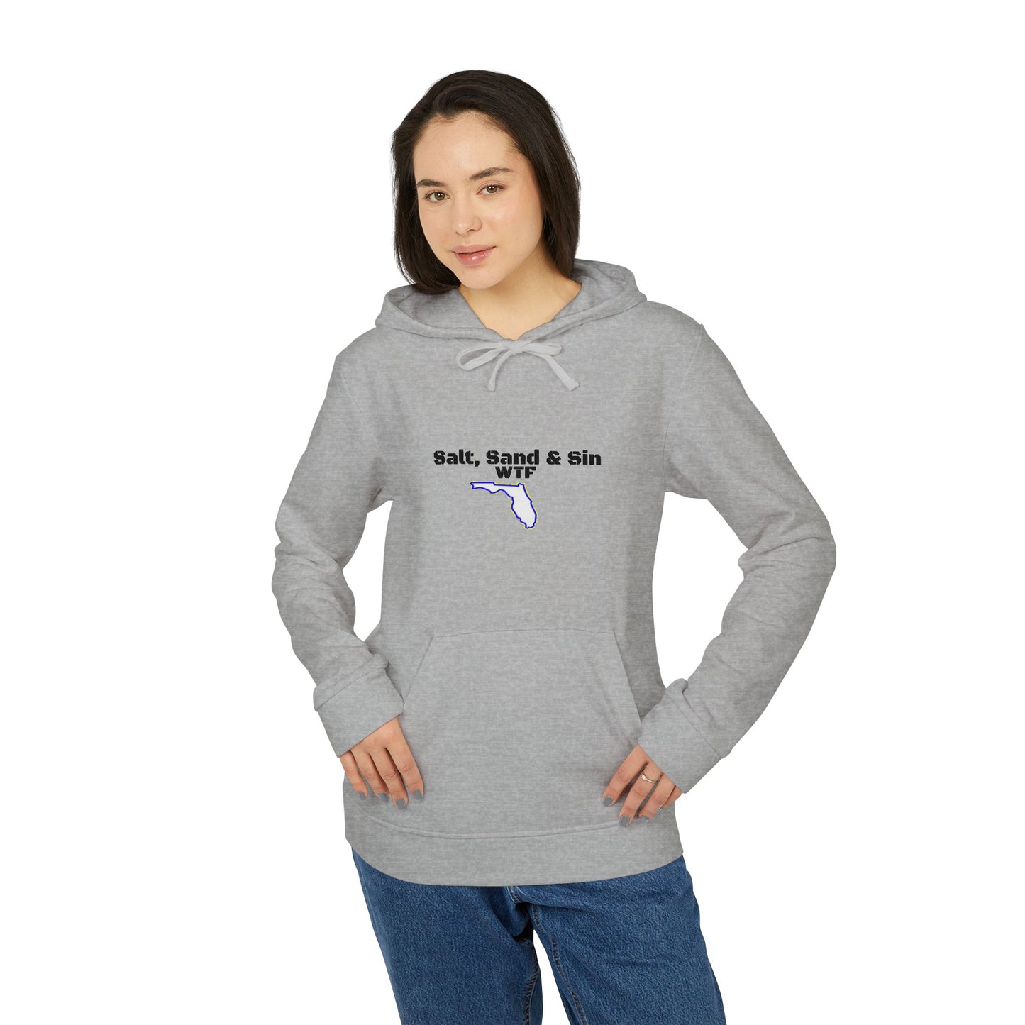 Fleece Hoodie with Salt, Sand, and Sin Florida Design