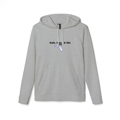 Fleece Hoodie with Salt, Sand, and Sin Florida Design