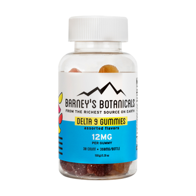 Barney's Botanicals 12mg Delta 9 Gummies - Premium 30 Count THC Edibles for Relaxation