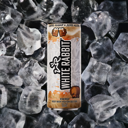 white rabbit energy drink rootbeer can